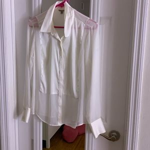 Guess Sheer White Button-Down Shirt